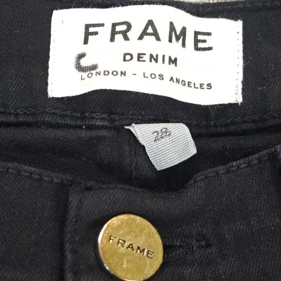 Frame Jeans Womens Size 28 Black Le Skinny de Jeanne Stretch Distressed Casual - Picture 10 of 16
